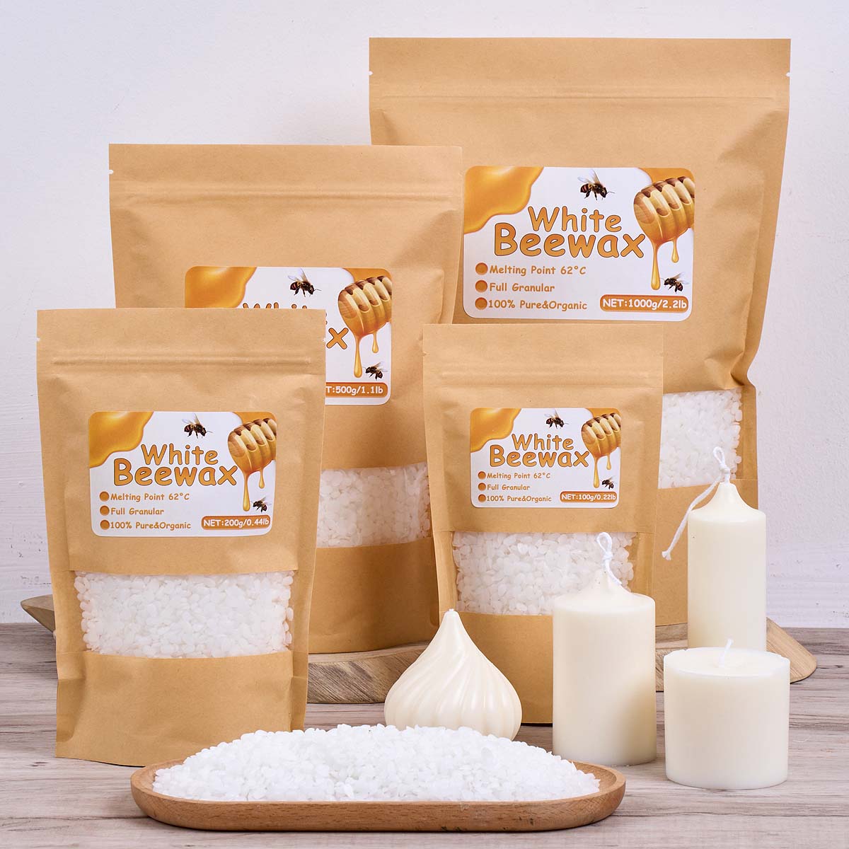 Candle Supplies Bulk - Cera de abejas blanca de 1000g,